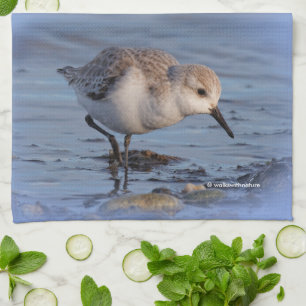 Sanderling Strollen een winterstrand Theedoek