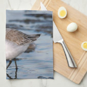 Sanderling Strollen op winterstrand Theedoek (Quarter Fold)