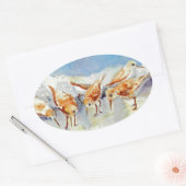 Sanderlings Tiny Waterverf Beach Birds Sandpipers Ovale Sticker (Envelop)