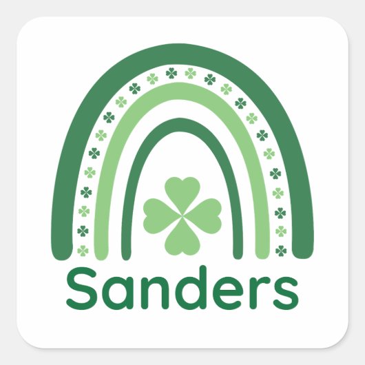 Sanders Name Clover Boho Rainbow Vierkante Sticker (Voorkant)