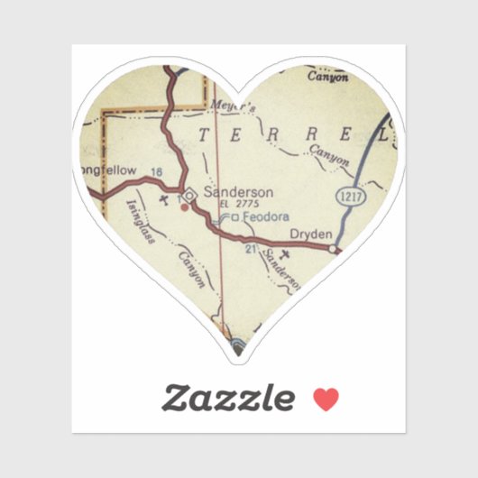 Sanderson TX Retro Map Sticker (Vel)