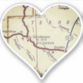 Sanderson TX Retro Map Sticker (Voorkant)