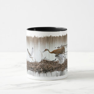 Sandhill Crane Chasing Seagulls Mok