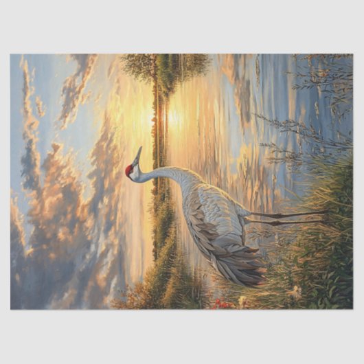 Sandhill Crane Sunset op de Marsh Decoupage Tissuepapier (Voorkant)
