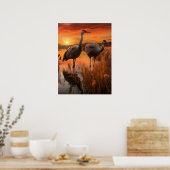 Sandhill Cranes bij Dawn Poster (Keuken)