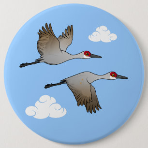 Sandhill Cranes in vlucht Ronde Button 6,0 Cm
