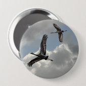 SANDHILL CRANES RONDE BUTTON 4,0 CM (Voorkant /achterkant)