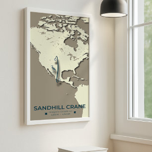 Sandhill Kraanmigratieplanning Kaart - Minimalisti Poster