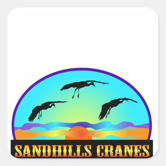 Sandhills Cranes Vierkante Sticker (Voorkant)