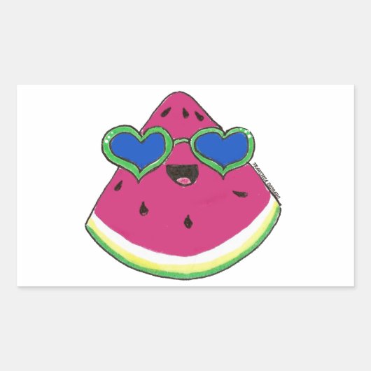 Sandía con gafas de sol rechthoekige sticker (Voorkant)