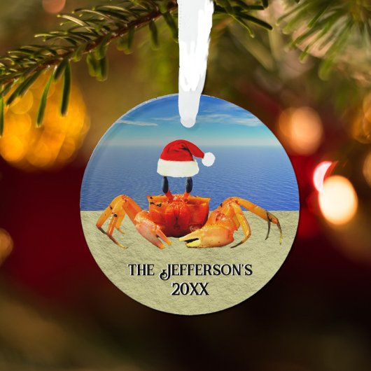 Sandkrab in Santa Hat Ornament