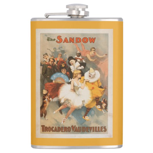 Sandow Trocadero Vaudevilles Carnival Theme Heupfles (Voorkant)