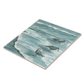 Sandpiper Shore Birds Ocean Waves Grey Tegeltje (Zijkant)