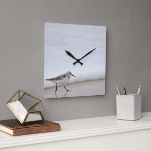 Sandpiper Shorebird Beach House Vierkante wandklok Klok
