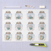 Sandpipers Flowers Shells Jar Decoupage Paper Tissuepapier (Craft)