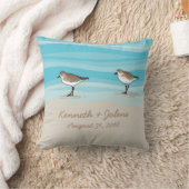 Sandpipers op Beach Weddenschap Namen Zand Kussen (Deken)