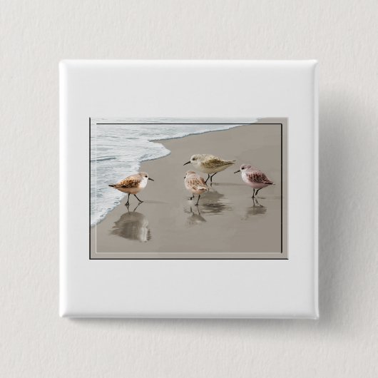 Sandpipers op de Shoreline Vierkante Button 5,1 Cm (Voorkant)
