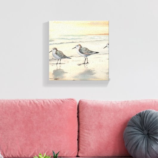 Sandpipers op het strand canvas afdruk (Insitu (Woonkamer))