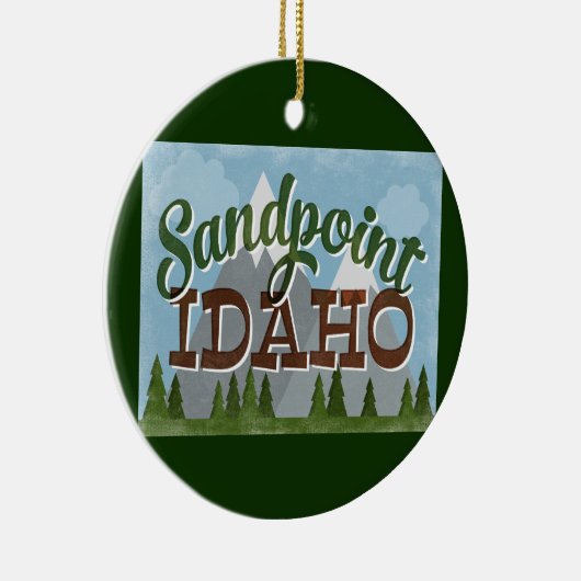 Sandpoint Idaho Ornament Fun Retro Snowy Mountains (Rechts)