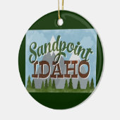 Sandpoint Idaho Ornament Fun Retro Snowy Mountains (Links)