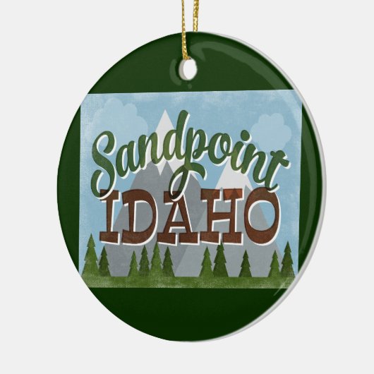 Sandpoint Idaho Ornament Fun Retro Snowy Mountains (Links)