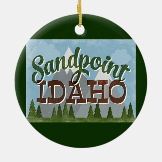 Sandpoint Idaho Ornament Fun Retro Snowy Mountains (Achterkant)