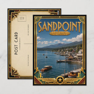 Sandpoint Idaho Vintage Art Deco Gouden Tijdperk Briefkaart