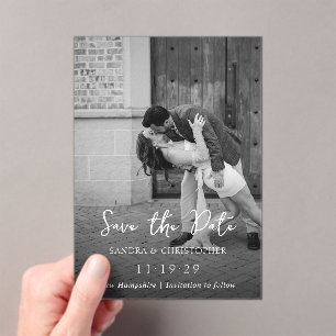Sandra Classic Elegant Wedding Save the Date Acryl Uitnodigingen