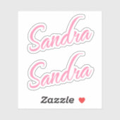 Sandra Naam in Roze x2 Sticker (Vel)