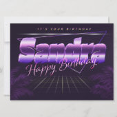 Sandra Nom Prénom lila retro Carte Anniversaire (Devant)