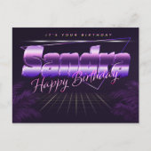 Sandra prénom carte postale violet anniversaire (Devant)