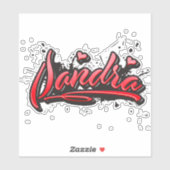 Sandra red heart graffiti Autocollants (Feuille)