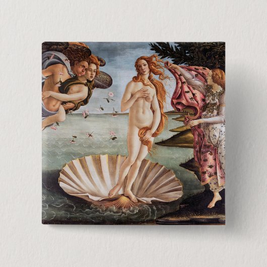 Sandro Botticelli - geboorte van Venus Vierkante Button 5,1 Cm (Voorkant)