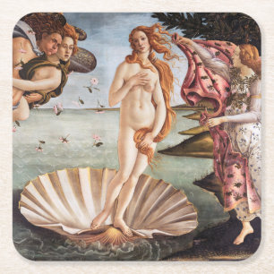 Sandro Botticelli - geboorte van Venus Vierkante Kartonnen Onderzetter