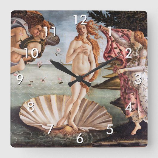 Sandro Botticelli - geboorte van Venus Vierkante Klok (Voorkant)