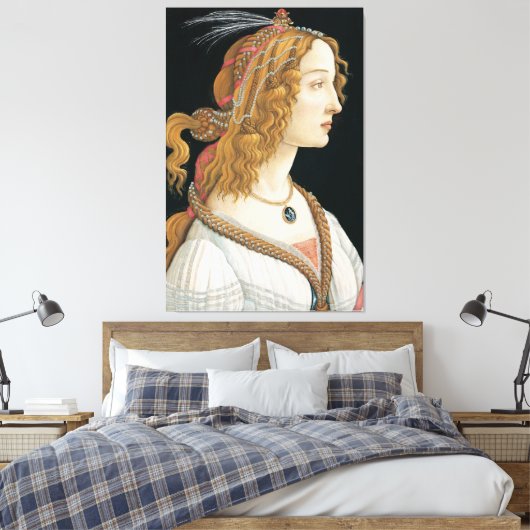 Sandro Botticelli - geïdealiseerd portret van een Canvas Afdruk (Insitu (Slaapkamer))