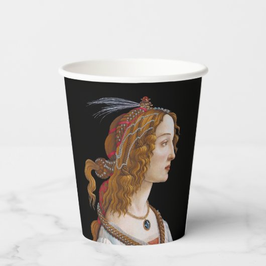 Sandro Botticelli - Portret van Simonetta Vespucci Papieren Bekers (Achterkant)