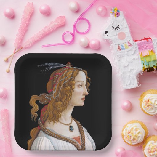 Sandro Botticelli - Portret van Simonetta Vespucci Papieren Bordje (Feest)
