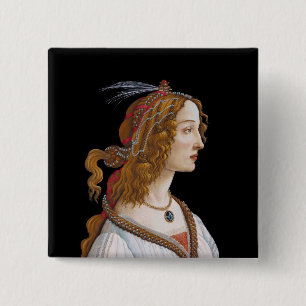Sandro Botticelli - Portret van Simonetta Vespucci Vierkante Button 5,1 Cm
