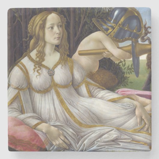 Sandro Botticelli - Venus en Mars, linkerkant Stenen Onderzetter (Voorkant)