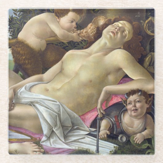 Sandro Botticelli - Venus en Mars, rechterkant Glazen Onderzetter (Voorkant)