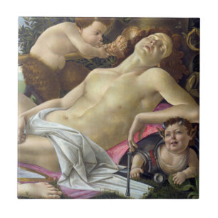 Sandro Botticelli - Venus en Mars, rechterkant Tegeltje
