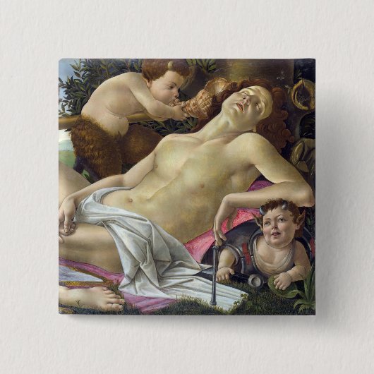 Sandro Botticelli - Venus en Mars, rechterkant Vierkante Button 5,1 Cm (Voorkant)