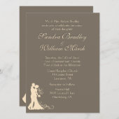 Sandstone Brown en Cream Wedding Invitation Kaart (Voorkant / Achterkant)