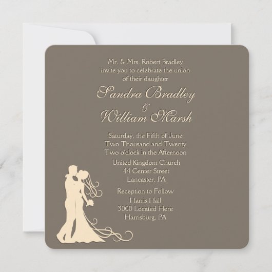 Sandstone Brown et Faire-part de mariage crème (Devant)