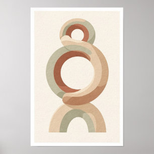 Sandstone Cirkels Sage Terracotta Abstract Poster