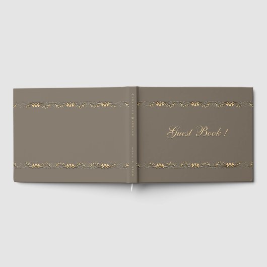Sandstone en Gold Design Guest Book Gastenboek (Volledig)