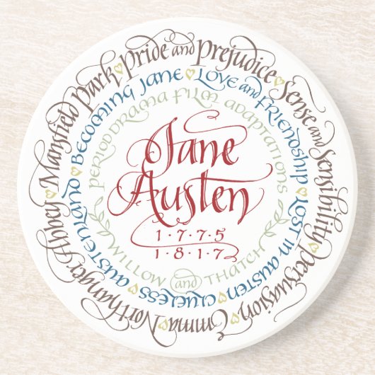 Sandstone Onderzetter - Jane Austen Period Dramas (Voorkant)