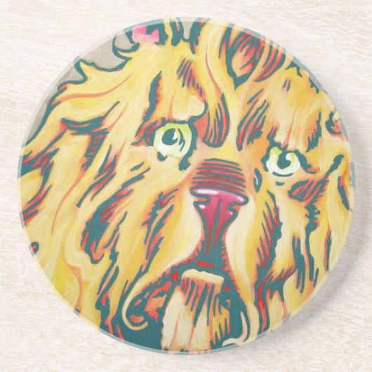 Sandstone Onderzetter - laffe lion (Voorkant)