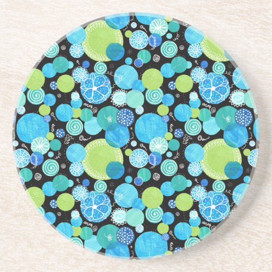 Sandstone-Onderzetter: Quirky Blue Moons Pattern Zandsteen Onderzetter (Voorkant)